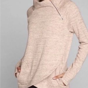 Athleta Cozy Karma Asym Pullover Sweatshirt Fleece Gray Heather Color Size- XS